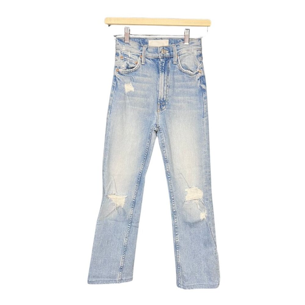 Mother Superior Jeans High Waisted Rider Skimp Size 23 Straight Leg Distressed
